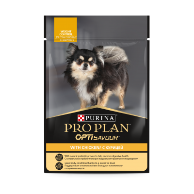 Pro Plan® для взрослых собак  мелких и карликовых пород, склонных к набору веса, с курицей в соусе