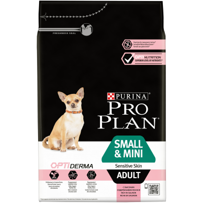Pro Plan® для взрослых собак мелких и карликовых пород с чувствительной кожей, с высоким содержанием лосося
