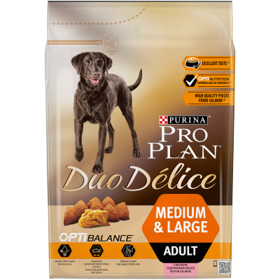 Pro Plan® Duo Delice для взрослых собак средних и крупных пород, с высоким содержанием лосося