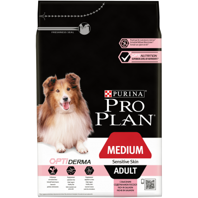 Pro Plan® для взрослых собак средних пород с чувствительной кожей, с высоким содержанием лосося