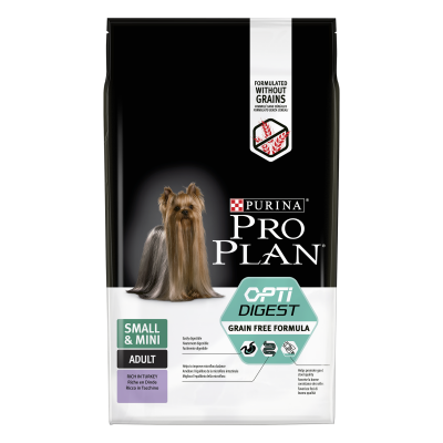 Pro Plan® Grain Free Formula  (беззерновой) для взрослых собак мелких и карликовых пород с чувствительным пищеварением, с высоким содержанием индейки