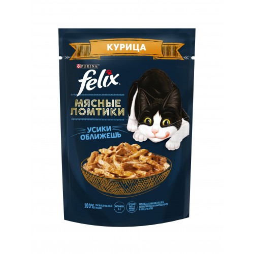 FELIX® Мясные Ломтики. Корм консервированный полнорационный для взрослых кошек, с курицей