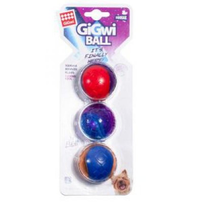 GiGwi Игрушка для маленьких собак Три мяча с пищалкой, не промокают, для активной игры на свежем воздухе 5х5х5