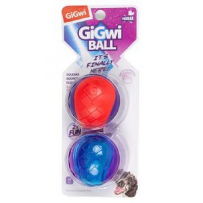 GiGwi Игрушка для маленьких собак Два мяча с пищалкой, не промокают, для активной игры на свежем воздухе