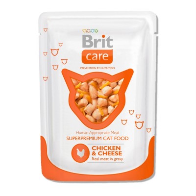 Brit Care Пауч для кошек Chicken&Cheese Курица и сыр 80 гр