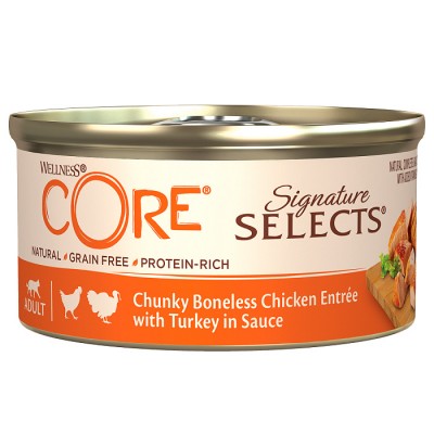 CORE SIGNATURE SELECTS консервы из курицы с индейкой в виде кусочков в соусе для кошек 79 г