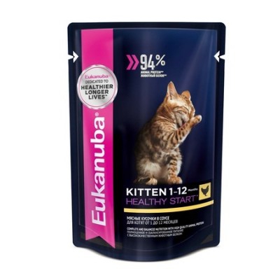 Eukanuba Kitten Healthy Start влажный рацион для котят,85 г