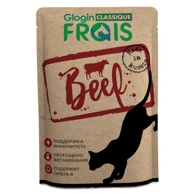 Frais Classique Консервированный корм для взрослых кошек всех пород с говядиной в нежном соусе, 85 г