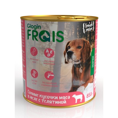 Frais Holistic Dog Консервы для собак мясные кусочки с телятиной в желе, 850 ГР