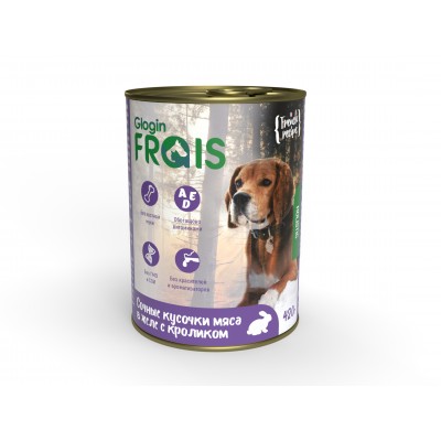 Frais Holistic Dog для собак Консервированный корм, сочные кусочки мяса в желе с кроликом, 420 г