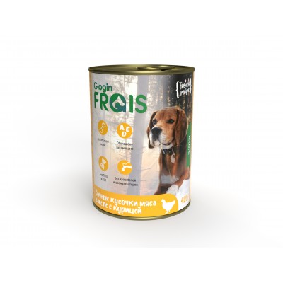 Frais Holistic Dog Консервы для собак мясные кусочки с курицей в желе, 420 ГР