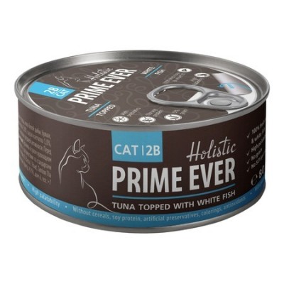 Prime Ever 2B Тунец с белой рыбой в желе влажный корм для кошек всех возрастов, 80 гр