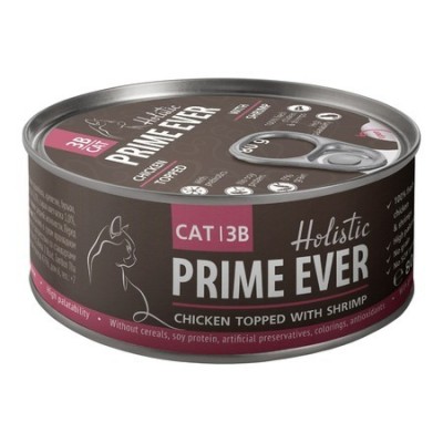 Prime Ever 3B Цыпленок с креветками в желе влажный корм для кошек всех возрастов, 80 гр