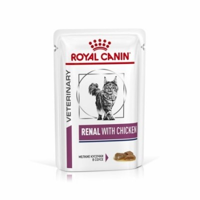 Royal Canin Renal Feline Корм диетический для взрослых кошек с курицей для поддержания функции почек, соус, 85г