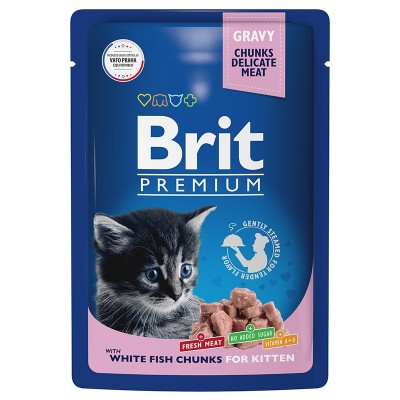 Brit Premium Пауч для котят белая рыба в соусе 85гр