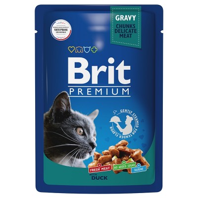 Brit Premium Пауч для взрослых кошек утка в соусе 85гр