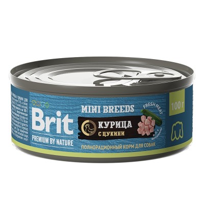 Brit Premium by Nature консервы с  курицей и цукини для взрослых собак мелких пород, 100гр