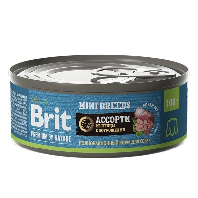 Brit Premium by Nature консервы Ассорти из птицы с потрошками для взр собак мелких пород 100гр