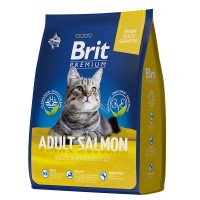 Brit Premium Cat Adult Salmon сухой корм премиум класса с лососем для взрослых кошек.