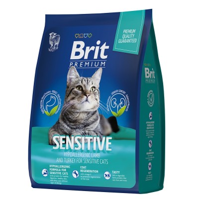 Brit Premium Cat Sensitive сух. премиум с ягнен. И инд. для взр кошек с чувств.Пищ.