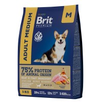 Brit Premium Dog Adult Medium с курицей для взрослых собак средних пород (10–25 кг.)