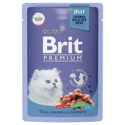 Brit Premium Пауч для котят Телятина с Морковью в желе 85гр