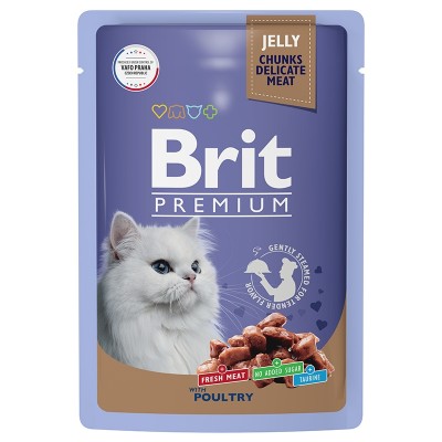 Brit Premium Пауч  для взрослых кошек ассорти из птицы в желе 85гр