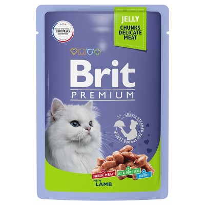Brit Premium Пауч для  взрослых кошек ягненок в желе 85гр