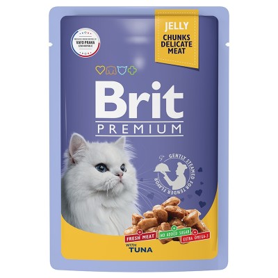 Brit Premium Пауч для взрослых кошек тунец в желе 85гр