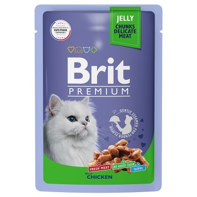 Brit Premium Пауч для взрослых кошек цыпленок в желе 85гр