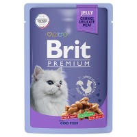 Brit Premium Пауч для взрослых кошек треска в желе 85гр