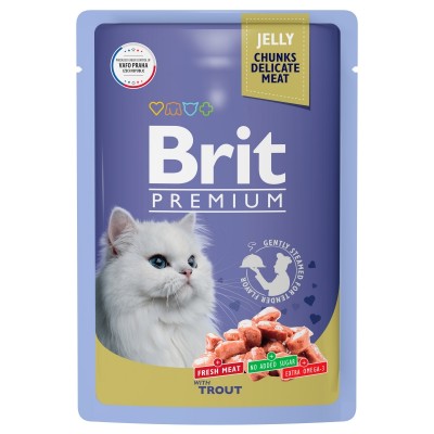 Brit Premium Пауч для взрослых кошек форель в желе 85гр