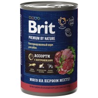 Brit Premium by Nature консервы с  мясным ассорти с потрошками для собак всех пород, 410 гр