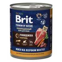 Brit Premium by Nature консервы с говядина и печенью для взрослых собак всех пород, 850 гр