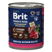 Brit Premium by Nature консервы с сердцем и печенью для взрослых собак всех пород, 850 гр