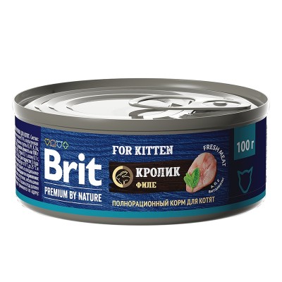 Brit Premium by Nature консервы с мясом кролика для котят, 100гр