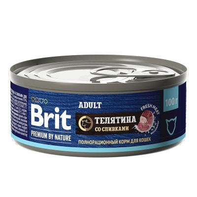 Brit Premium by Nature консервы с мясом телятины со сливками для кошек, 100гр