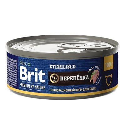 Brit Premium by Nature консервы с мясом перепёлки для стерилизованных кошек, 100гр
