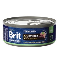 Brit Premium by Nature консервы с мясом курицы и печенью для стерилизованных кошек, 100гр