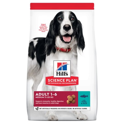 Hill's Science Plan Сухой корм для взрослых собак средних пород для поддержания иммунитета, с тунцом и рисом