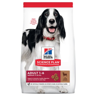 Hill's Science Plan Сухой корм для взрослых собак средних пород для поддержания иммунитета, с ягненком и рисом