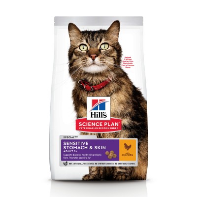 Hill's Science Plan Sensitive Stomach & Skin Сухой корм для кошек с чувствительным пищеварением и кожей, с курицей