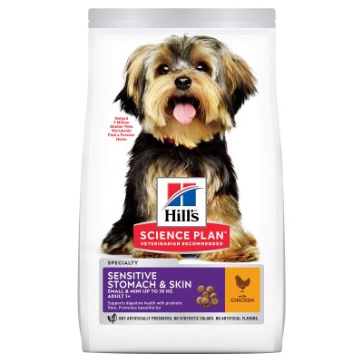 Hill's Science Plan Sensitive Stomach & Skin Сухой корм для взрослых собак мелких пород с чувствительной кожей и/ или пищеварением, с курицей