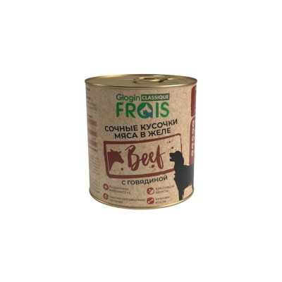 Frais Classique Dog Консервы для собак сочные кусочки мяса с говядиной в желе, 850 ГР
