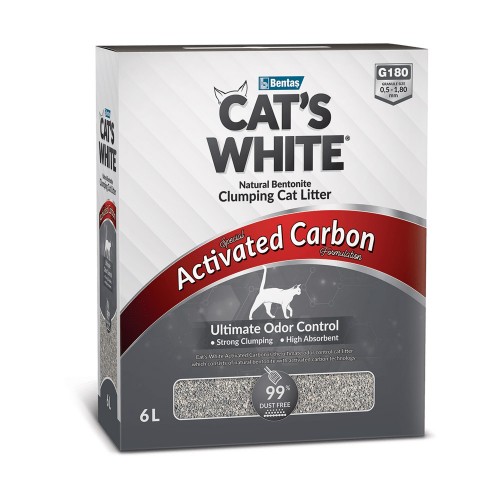 Cats White BOX Activated Carbon Наполнитель комкующийся с активированным углем для кошачьего туалета