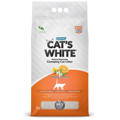 Cats White Orange Наполнитель комкующийся с ароматом апельсина для кошачьего туалета