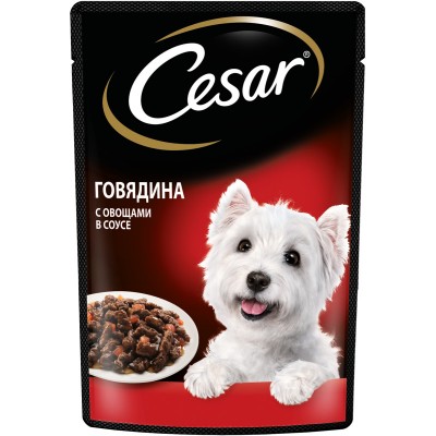 Cesar Влажный корм для взрослых собак, с говядиной и овощами в соусе, 85г