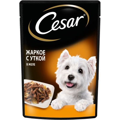 Cesar Влажный корм для взрослых собак, жаркое с уткой в желе, 85г