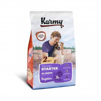 Karmy Стартер Индейка Корм для щенков всех пород с момента отъема до 4-х месяцев, беременных и кормящик сук.