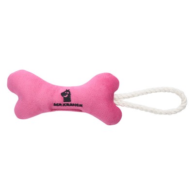 Mr.Kranch Игрушка для собак мелких и средних пород Косточка с канатом 31х9х4см, нежно-розовая